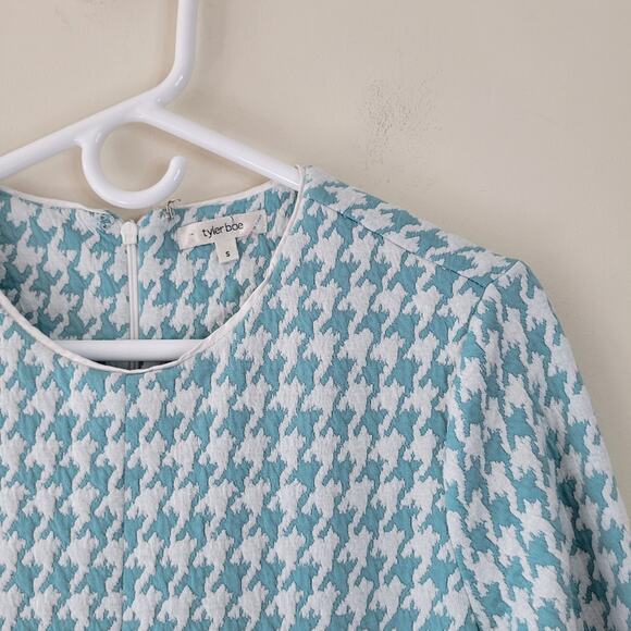 Tyler Boe Kim Jacquard Houndstooth Mint Aqua Dress Size Small - Picture 6 of 8